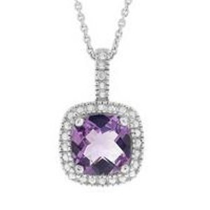 Amethyst Pendant Necklace in Sterling Silver