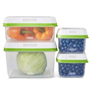 Rubbermaid FreshWorks Produce Saver, Medium and Large Storage Containers, 8-Piece Set, Clear