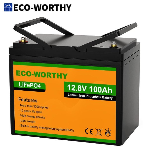 ECO-WORTHY LiFePO4 Deep Cycle Lithium Battery 12V/24V/48V 10AH 50AH 100AH 200AH