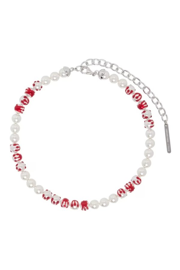 SSENSE Exclusive White YVMIN Edition Big Pearl Blood Necklace