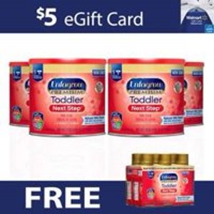 FREE $5 Walmart eGift Card and 6 Ready-to-Use Bottles when you Purchase 4 Cans of Enfagrow Premium Toddler Next Step 24oz Formula