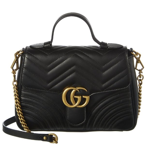 GG Marmont Small Matelasse Leather Top Handle Satchel
