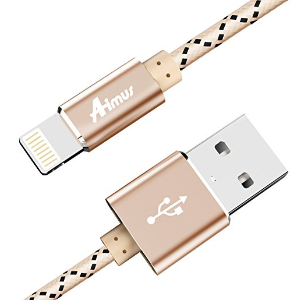 Aimus Lightning Cable 6FT Nylon Braided USB Charging Cord for iPhone X / 8 / 8 Plus / 7 / 7 Plus / 6 / 6 Plus / 5 / 5S / 5C / SE, iPad Mini 2 3 4 Air iPod (Gold)