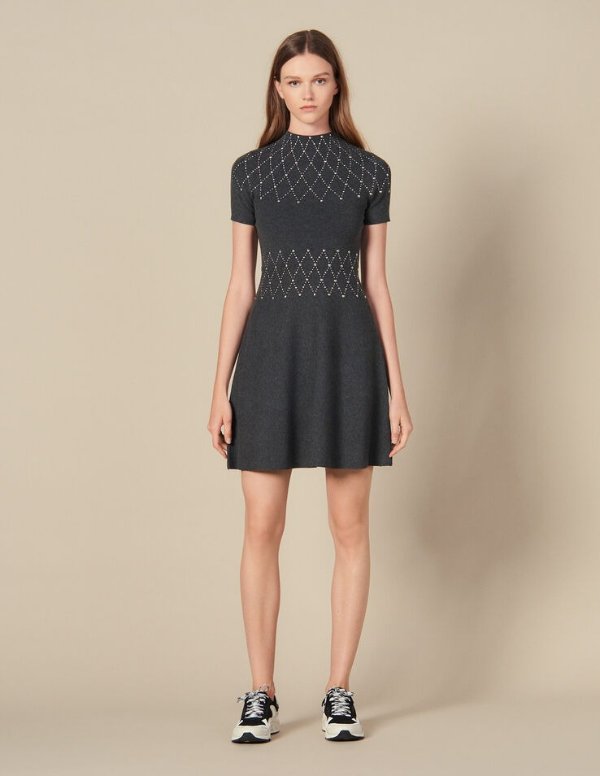 Knit Knit Dress Trimmed With Studs