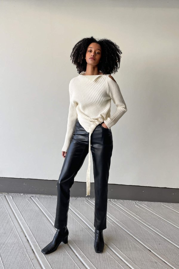 ASYMMETRICAL SWEATER $78 Extra 30% off - discount applied at checkout SW-9043-W Black;Cream SW-9043-W $78.00