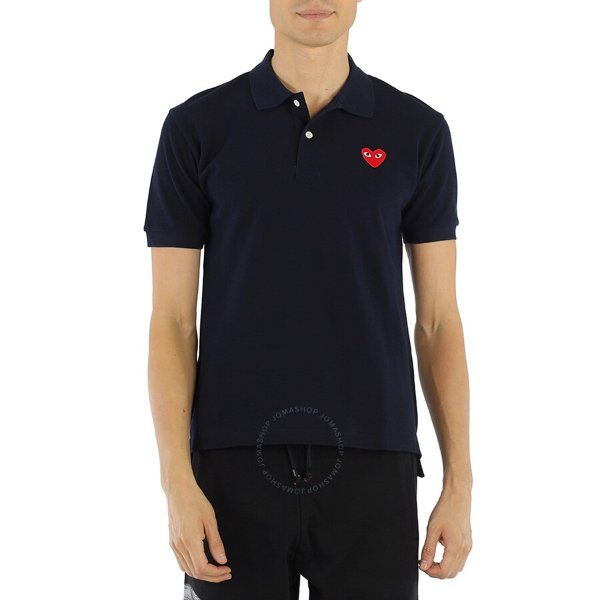 Embroidered Red Heart Polo Shirt In Navy