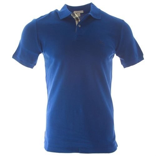 WALK INTO FASHION: Burberry Brit Men's Check Placket Polo Shirt Bright Navy Blue