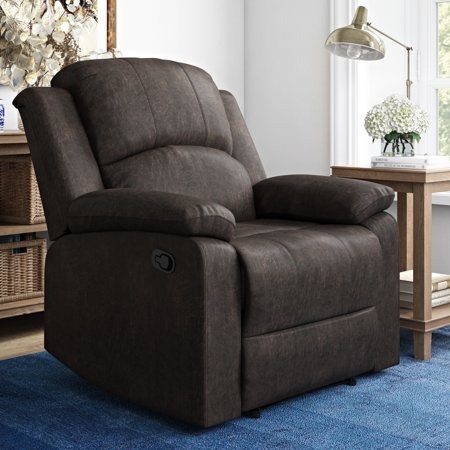 Lifestyle Solutions Reynolds Manual Recliner Faux Suede, Espresso