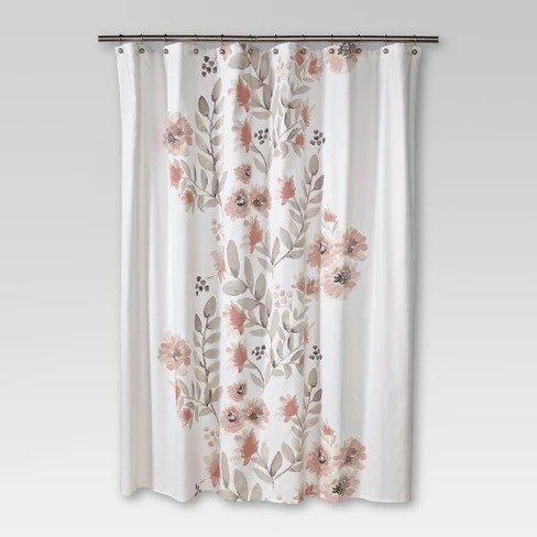 Blooms Flat Weave Shower Curtain Coral - Threshold&#153;