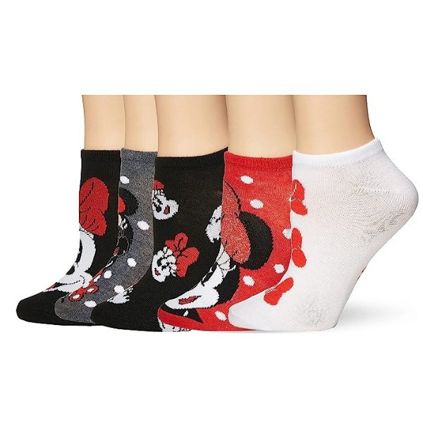 womens Minnie Mouse 5 Pack No Show Socks