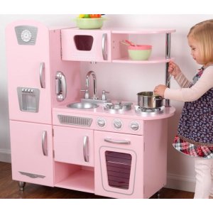 KidKraft仿真粉色木质儿童厨房