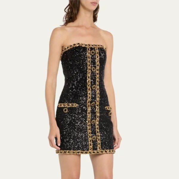 Embroidered Sequin Bustier Mini Dress