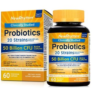 NewRhythm Probiotics 50 Billion CFU 20 Strains, 60 Veggie Capsules