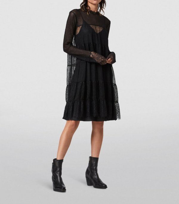 Sale | AllSaints Long Sleeve Lace Briella Dress | Harrods US