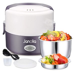 Janolia Electric Food Heater, Portable Electric Lunch Box, 1.3L/44oz Capacity with Stainless Steel Bowl