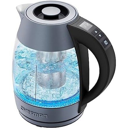 Digital Electric Kettle with Rapid 3 Minute Boil Technology, Custom Steep Timer & Temperature Presets, Bonus Tea Infuser, Rust & Discoloration Proof, 1.8 Liter, Grey, 1500W