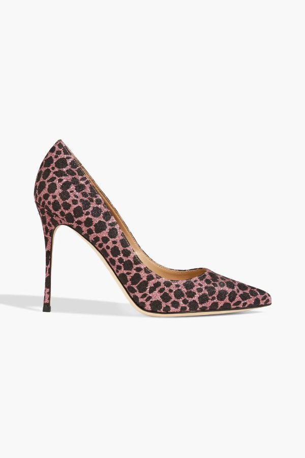 Godiva leopard-print glittered leather pumps
