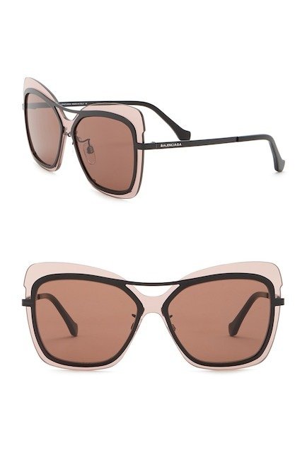 57mm Square Cat Eye Browbar Sunglasses