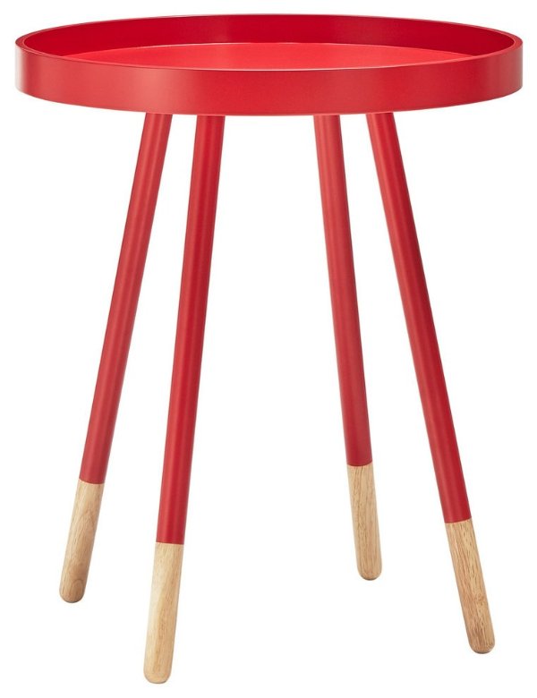 Zoe Retro, Mid Century Modern Tray Top Side Table, Red