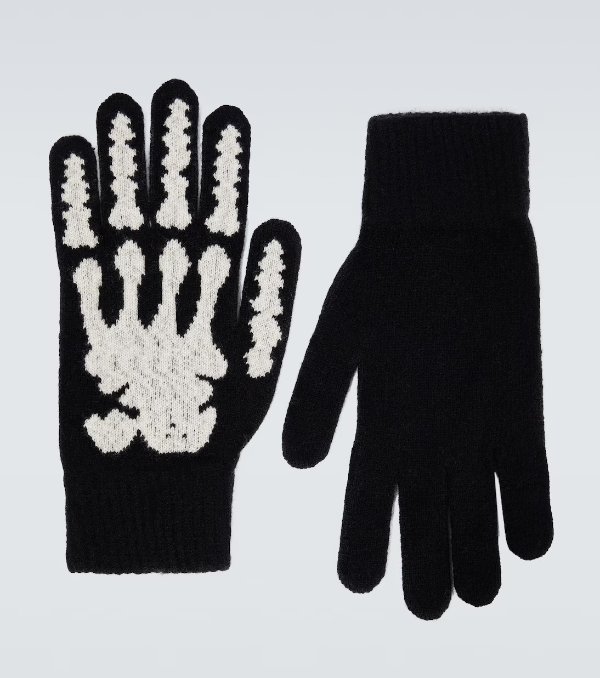 Skeleton cashmere gloves