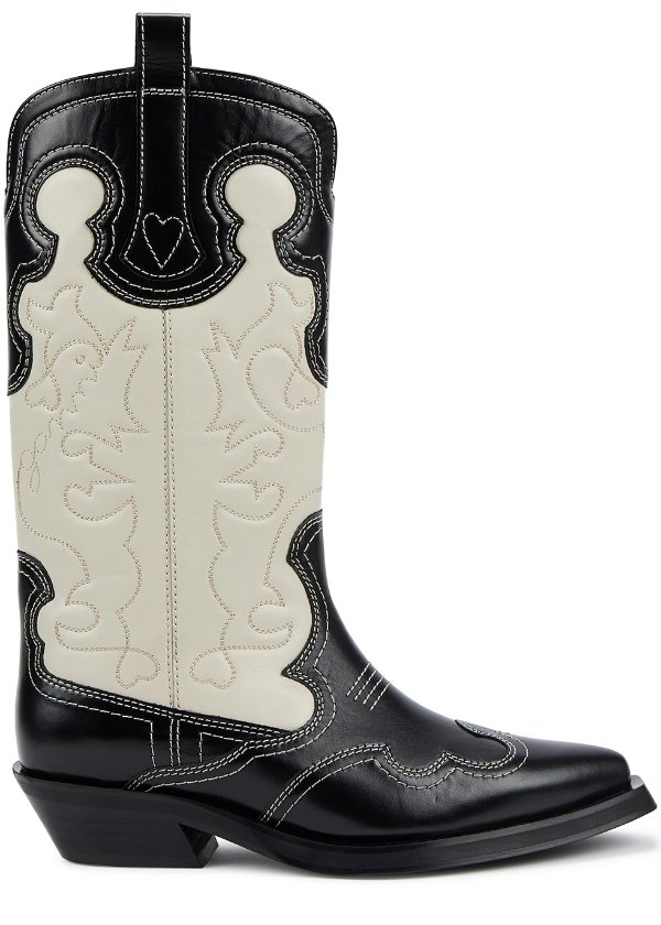 Embroidered leather cowboy boots