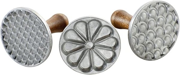 Heirloom Cookie Stamps, Silver with Natural Hardwood Handles