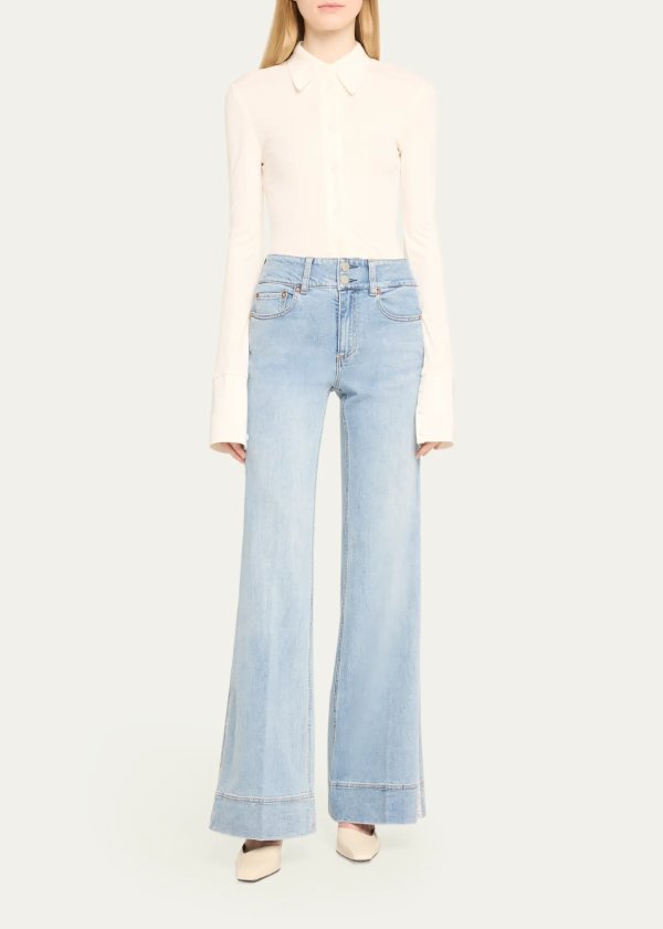 Missa High-Rise Wide-Leg Crystal Side Jeans