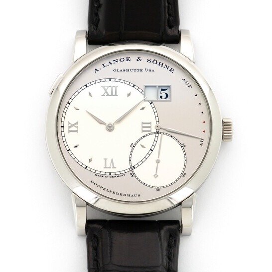 A. Lange and Sohne Grand Lange 1 Silver Dial Platinum Men's Watch 117.025