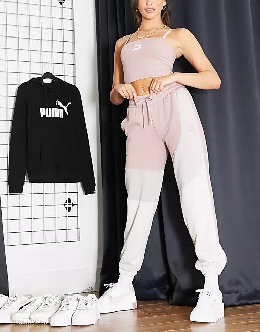 convey oversized sweatpants in pink color block Exclusive to ASOS
