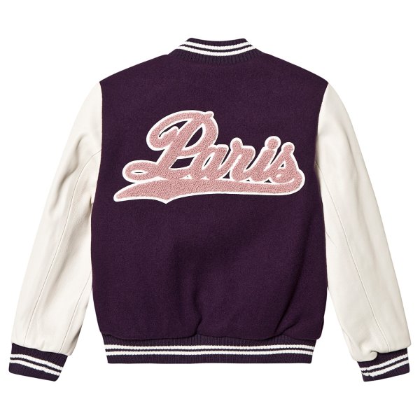 Purple and Cream Paris Applique Varsity Jacket | AlexandAlexa