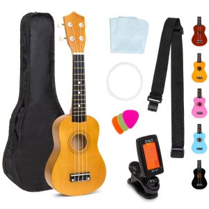 BCP Acoustic Soprano Basswood Ukulele Starter Kit w/ Bag, Strap, Tuner - 21in