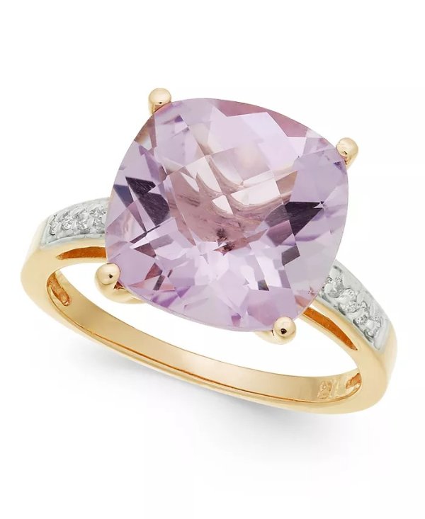 Pink Amethyst (6-1/10 ct. t.w.) & Diamond (1/10 ct. t.w.) Ring in 14k Rose Gold