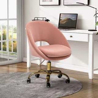 Ramona Modern Velvet Height Adjustable 360 Swivel Task Chair with Metal Base by HULALA HOME