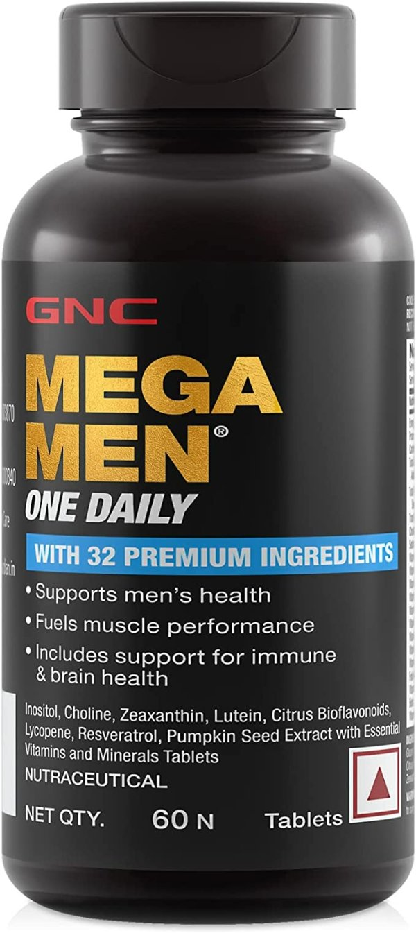 Mega Men One Daily Multivitamin for Men, 60 Count, Take One A Day for 19 Vitamins and Minerals, Supports Muscle Performance, Energy, Metabolism, Brain, and Immune System