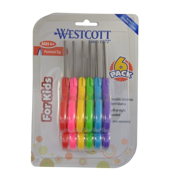 Westcott 5" 儿童安全剪刀6把 左右手都能用