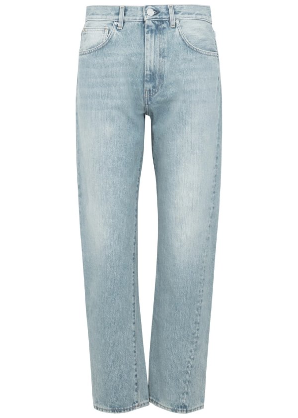 Light blue cropped straight-leg jeans