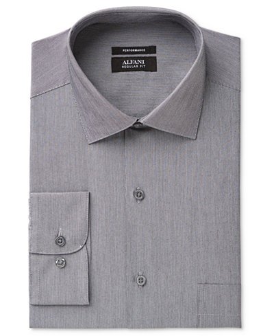 Men's Classic/Regular Fit Performance Stretch Easy-Care Modern Hairline Stripe Dress Shirt, Created for Macy's