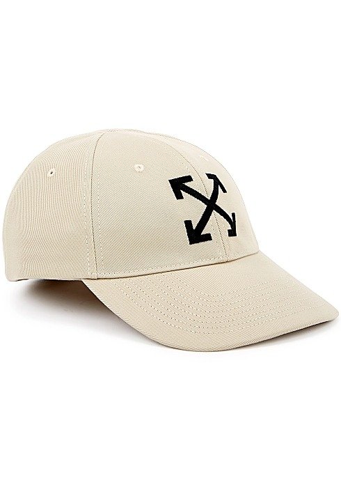 Sand logo-embroidered cotton cap