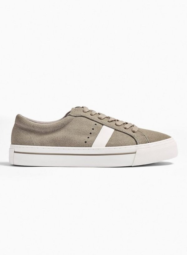 Grey Chunky Faux Suede Steep Stripe Trainers