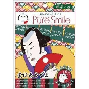 Pure Smile Japan Edo Face Mask Momi Maro Actor Collagen & Ha Mask with Green Tea Scent 1pc