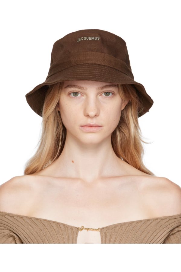 Brown Le Raphia 'Le Bob Gadjo' Bucket Hat