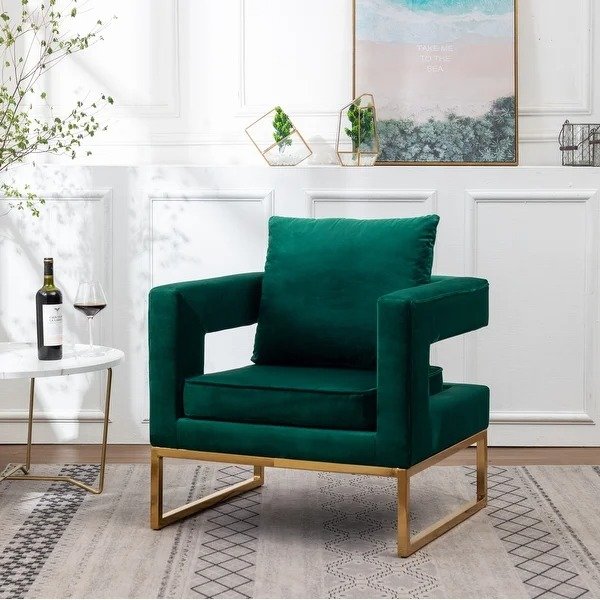 Lenola Contemporary Upholstered Accent Arm Chair - Green