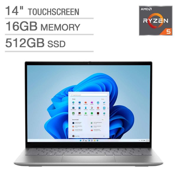 Inspiron 14" Touchscreen Laptop - AMD Ryzen 5 5625U - FHD+ (1920 x 1200) - Windows 11