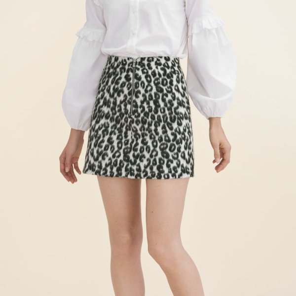 JAZARA Leopard-print A-line skirt