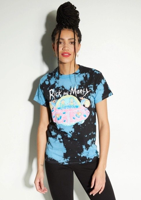 Tie Dye Rick And Morty Spaceship Graphic Tee