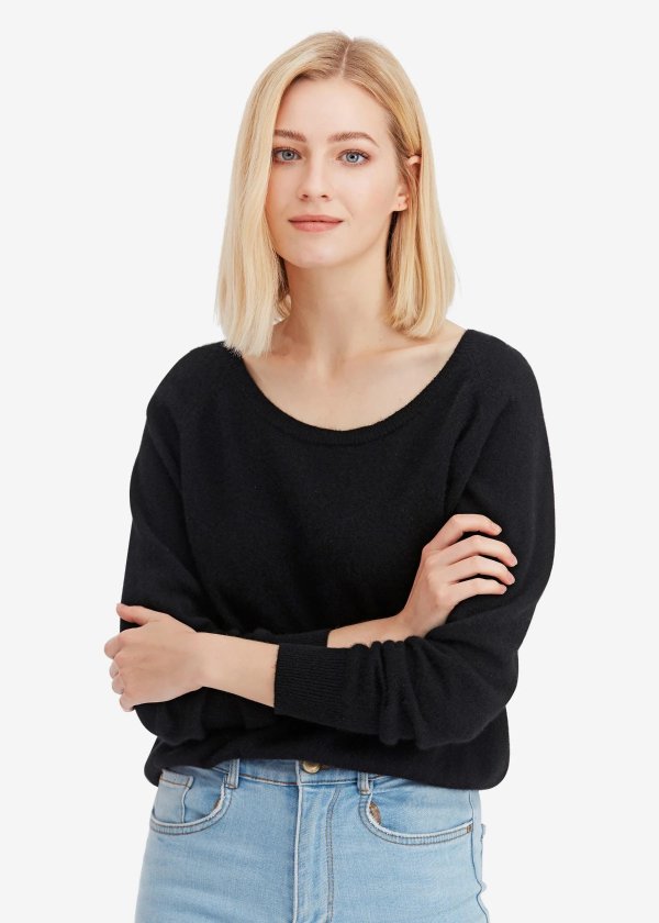 Casual Scoop Neck Cashmere Sweater