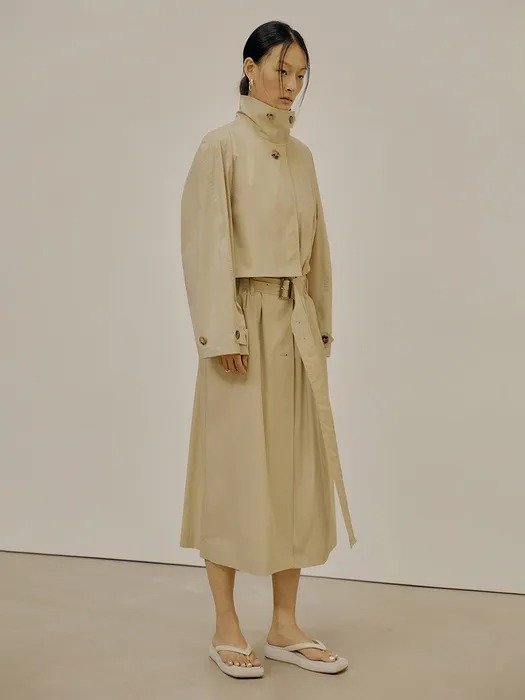 (Priority Shipping) Low Waist Trench Coat (Beige)