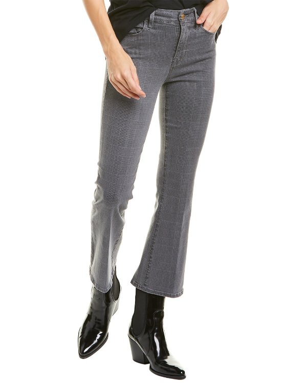 Denim Le Crop Washed Grey Plaid Mini Bootcut Jean