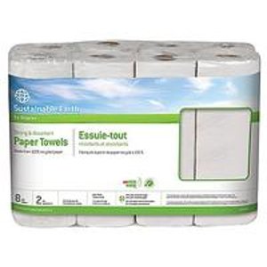 8-Pack of Sustainable Earth 2-Ply Paper Towel Rolls