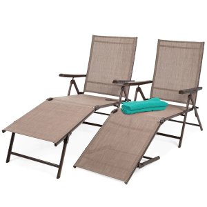 Best Choice Products Set of 2 Outdoor Patio Chaise Recliner Lounge Chairs w/ Rust-Resistant Frame